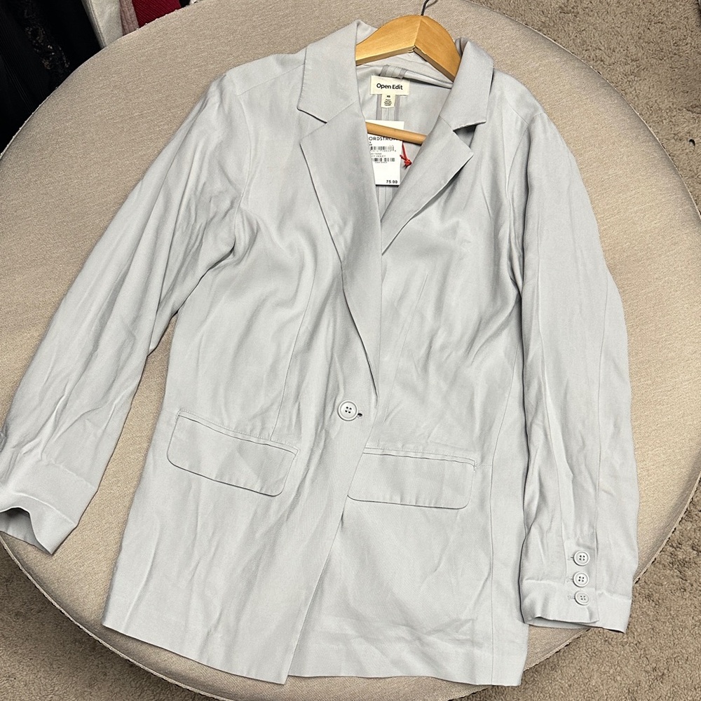 New Open Edit Light Gray Oversized Blazer Size XS